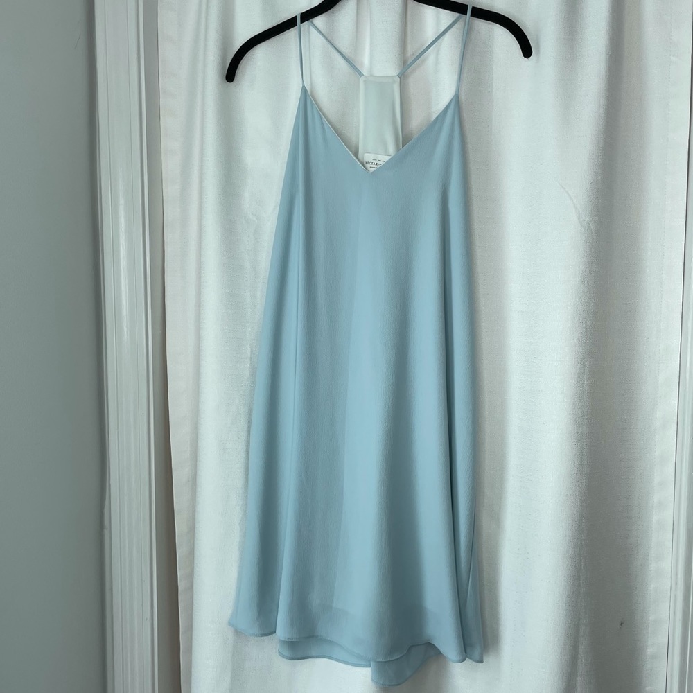 Elegant Light Blue Spaghetti Strap Dress